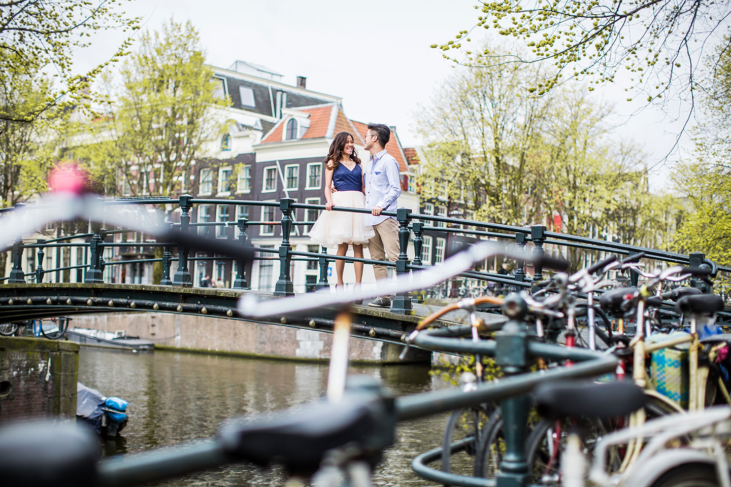 Pre wedding shoot in the streets of Amsterdam, the Netherlands