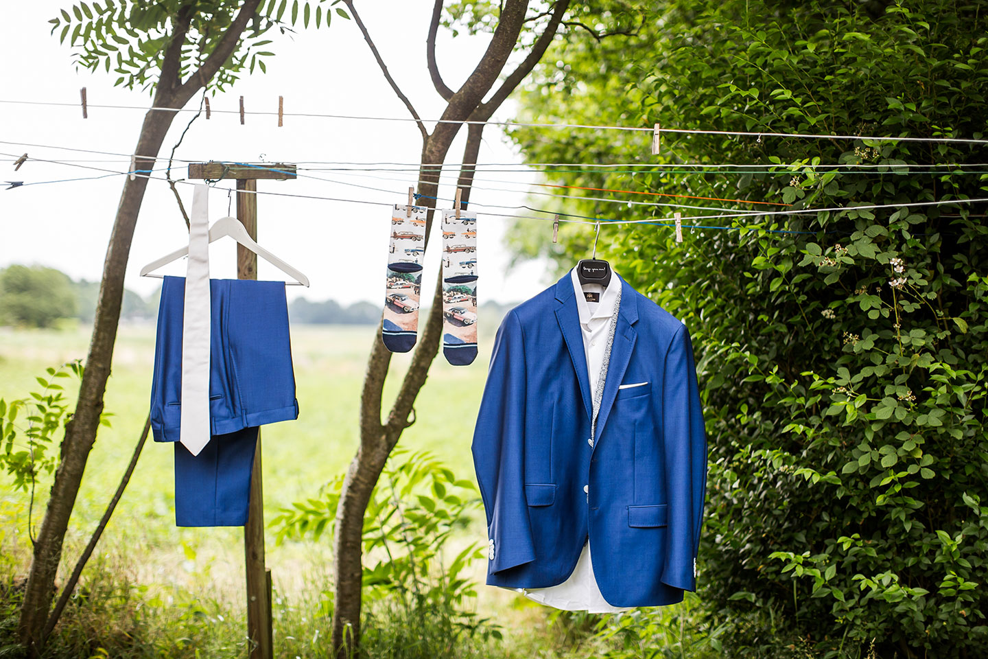 Trouwpak en matching trouwsokken