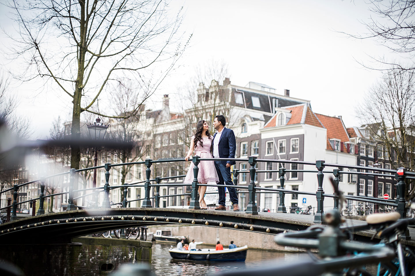 Prewedding photoshoot in the streets of Amsterdam, Holland