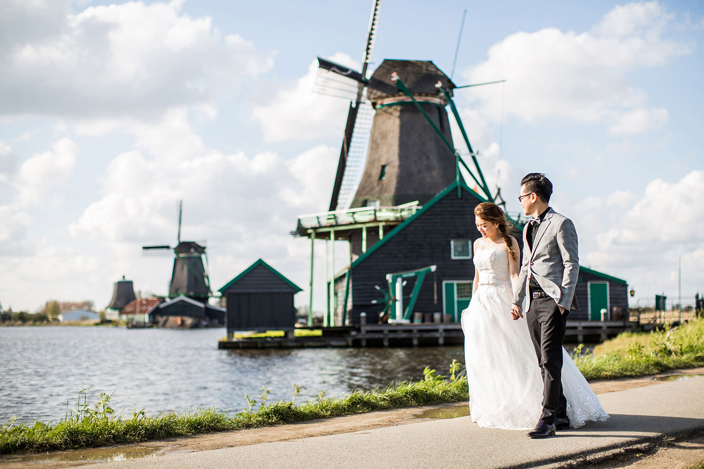 Windmills of Amsterdam during a pre-wedding shoot