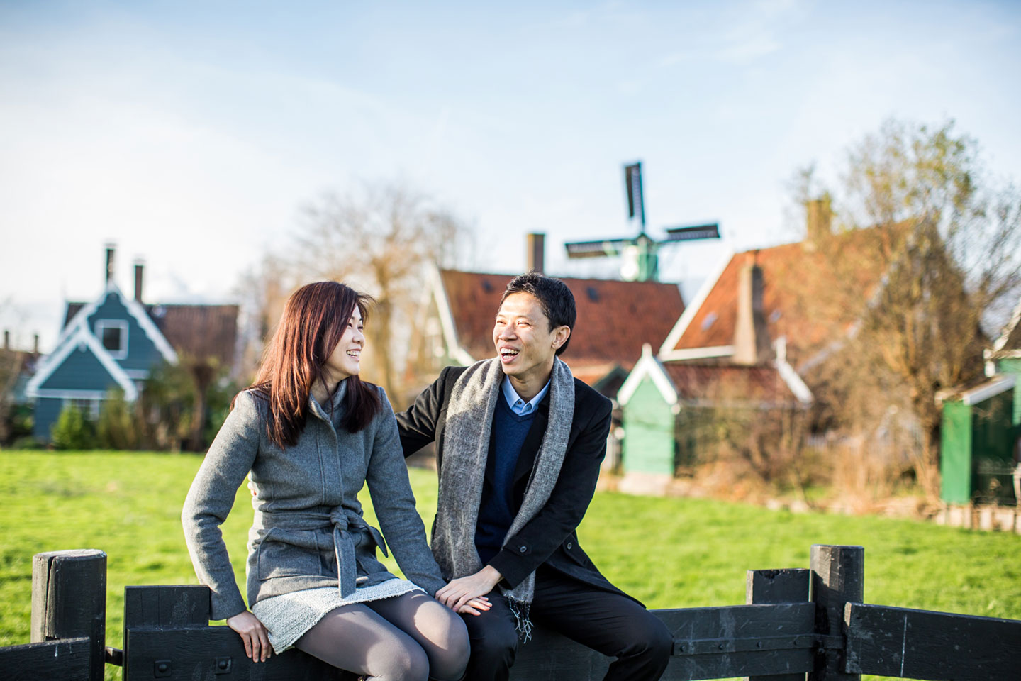 singaporean couple during a pre-wedding shoot in Amsterdam