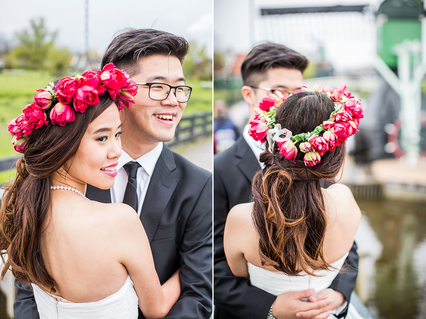Bride with tulips in her hair
