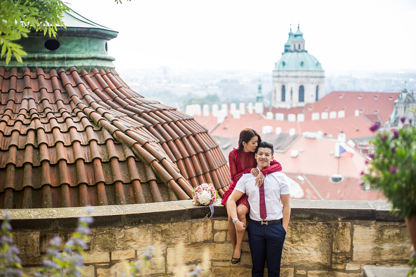 Prague engagement shoot of an asian couple