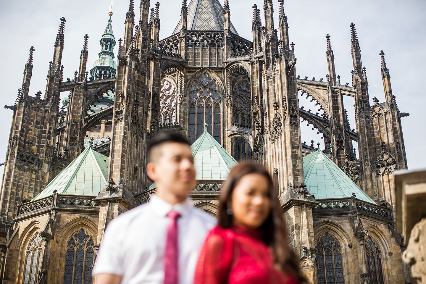 Prewedding photoshoot in Prague near the cathedral