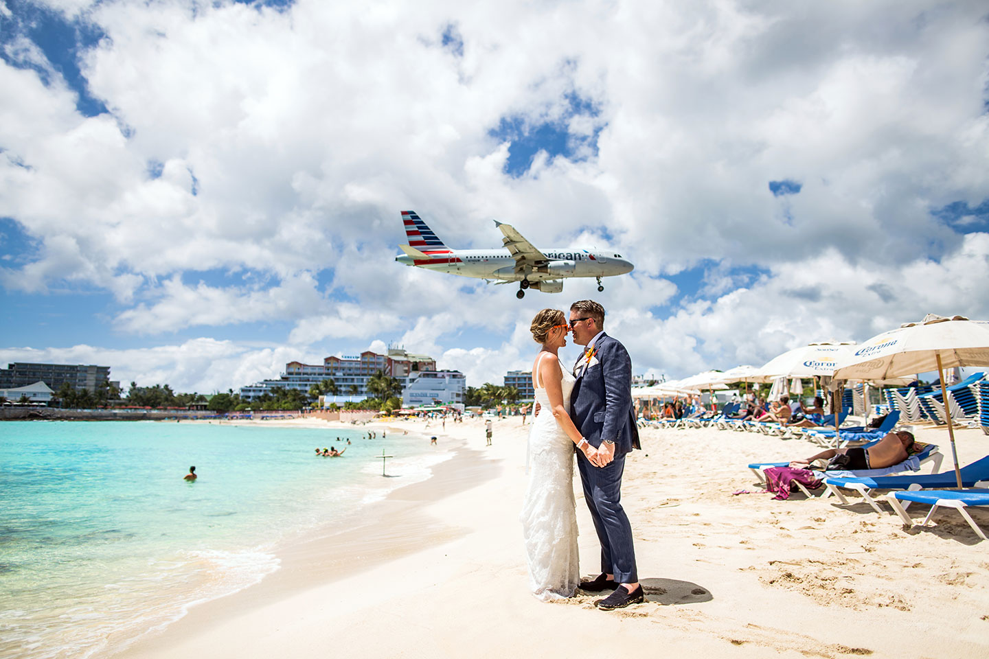 Wedding photoshoot at Maho beach
