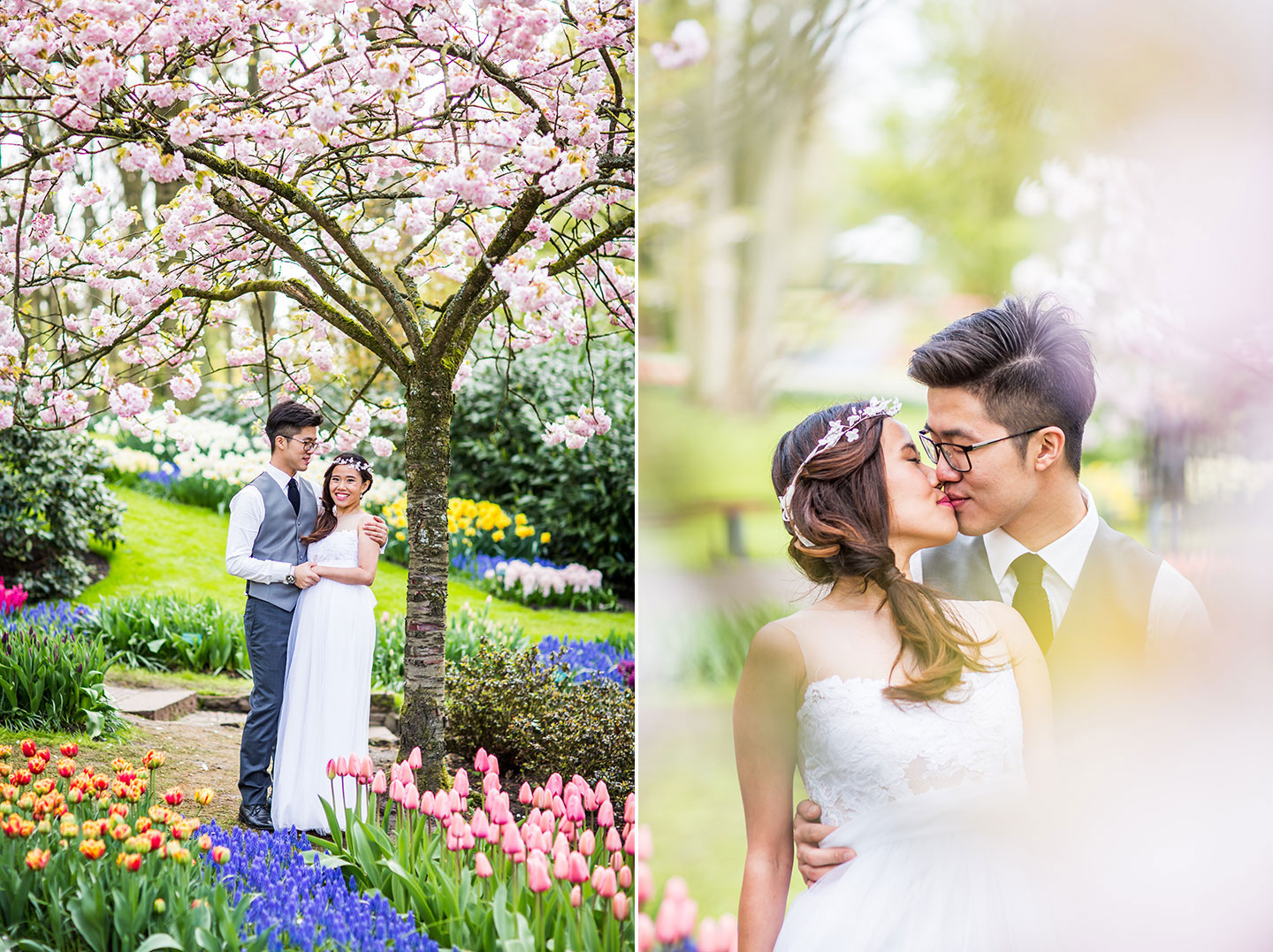 Keukenhof prewedding shoot in between the flowers