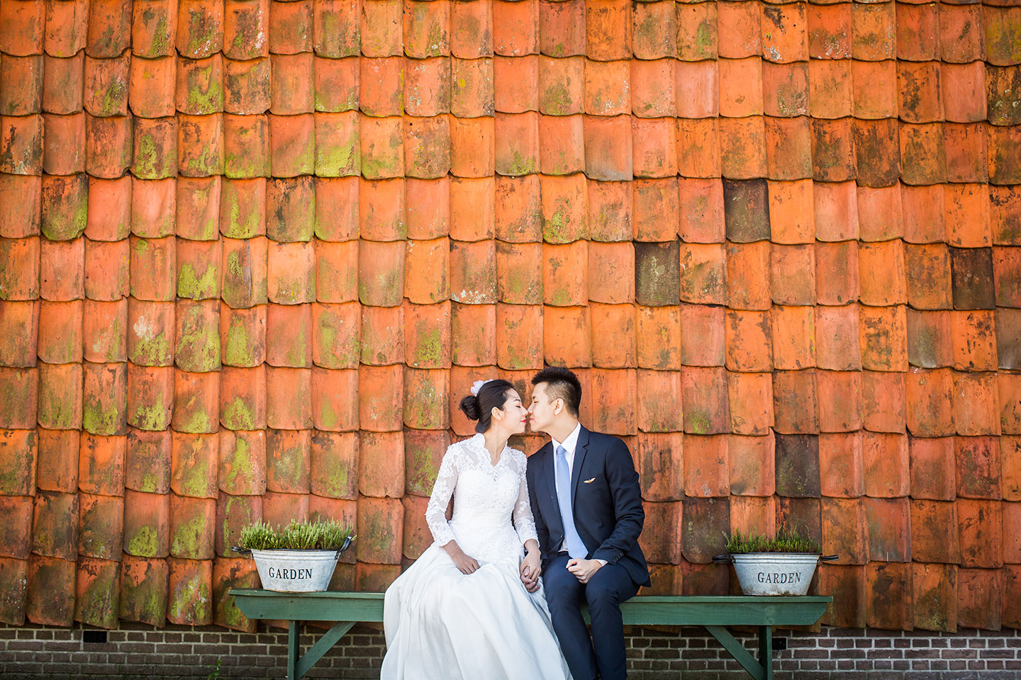 Couple during their wedding shoot in Amsterdam, the Netherlands