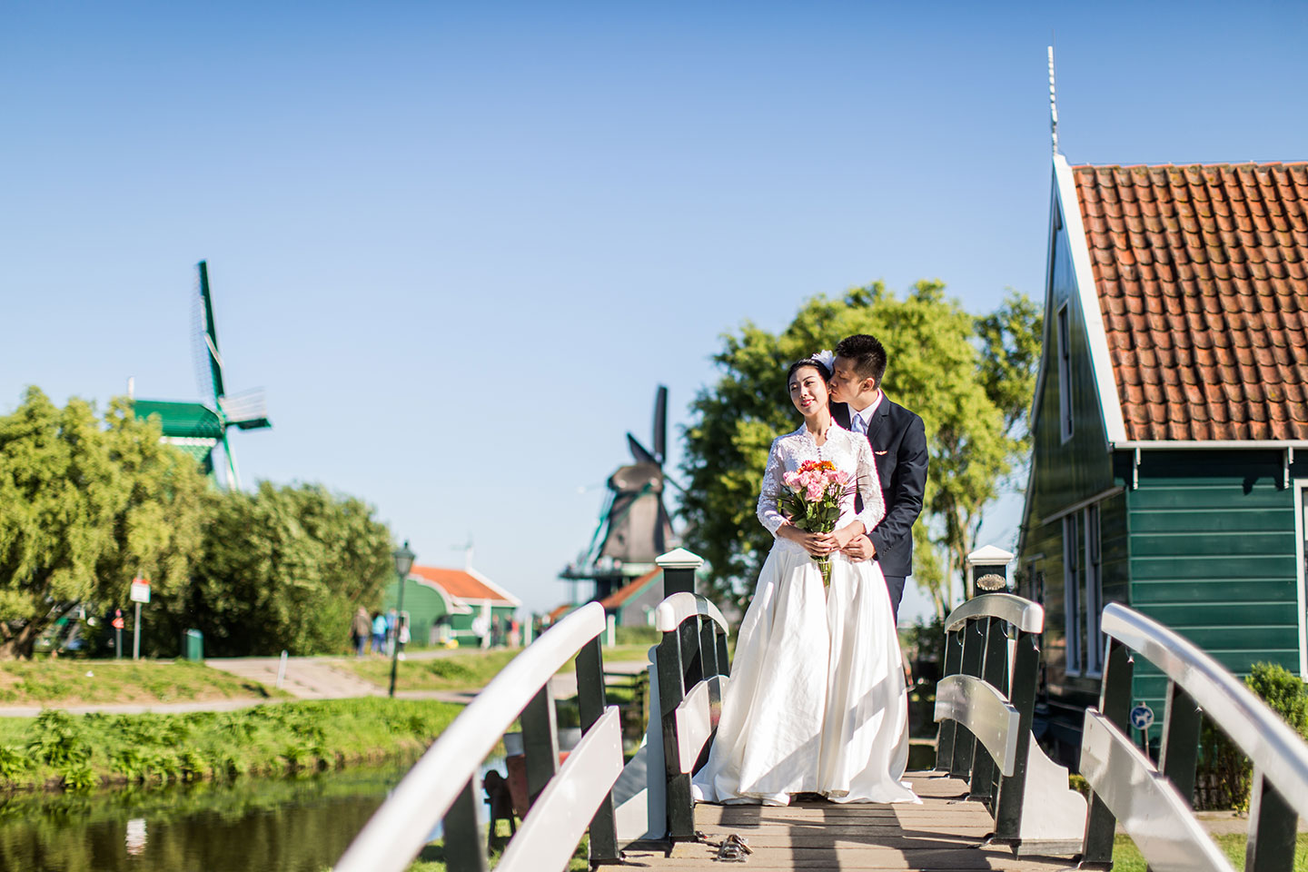 Netherlands pre wedding shoot at windmill village near Amsterdam