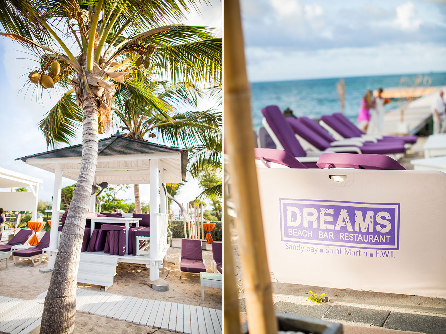 Beach wedding at the French West Indies beach bar Dreams