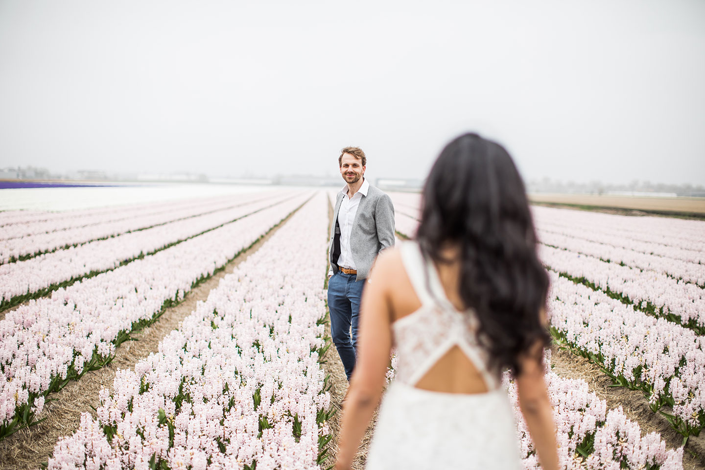 Keukenhof flower gardens Netherlands engagement photoshoot